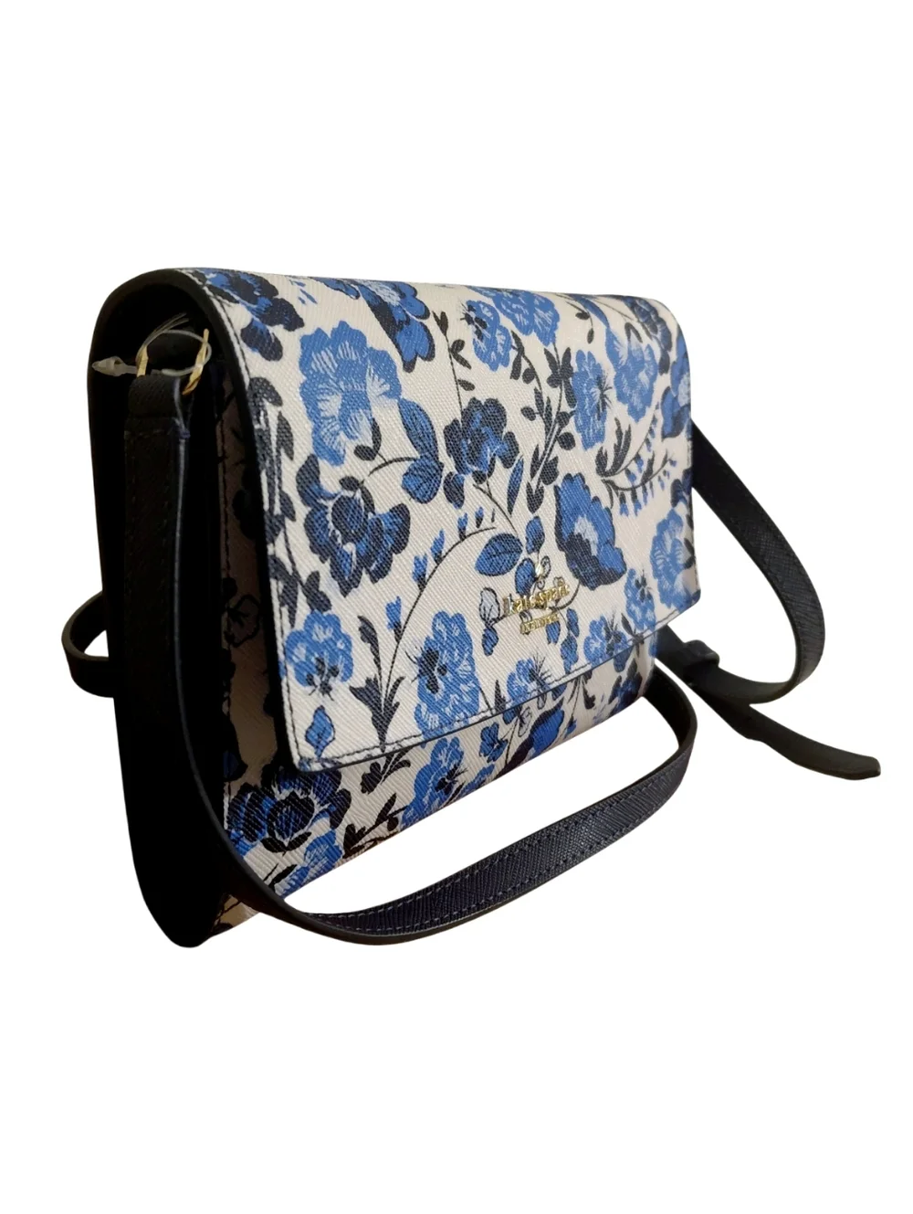 Kate Spade Vase Floral Print Blue Multi Wallet On String Crossbody Bag - Picture 3 of 5